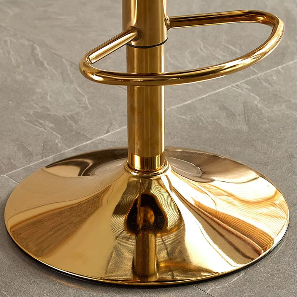 Set 2 Sgabelli Da Bar Regolabili - Rivestimento In Velluto Beige, Schienale Intrecciato, Base Oro, Girevoli - Foto 7