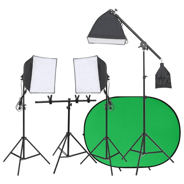 Set Studio Fotografico Completo - Green Screen 3x3m, Softbox, Luci LED, Supporti - Per Foto, Video E Streaming - Foto 12