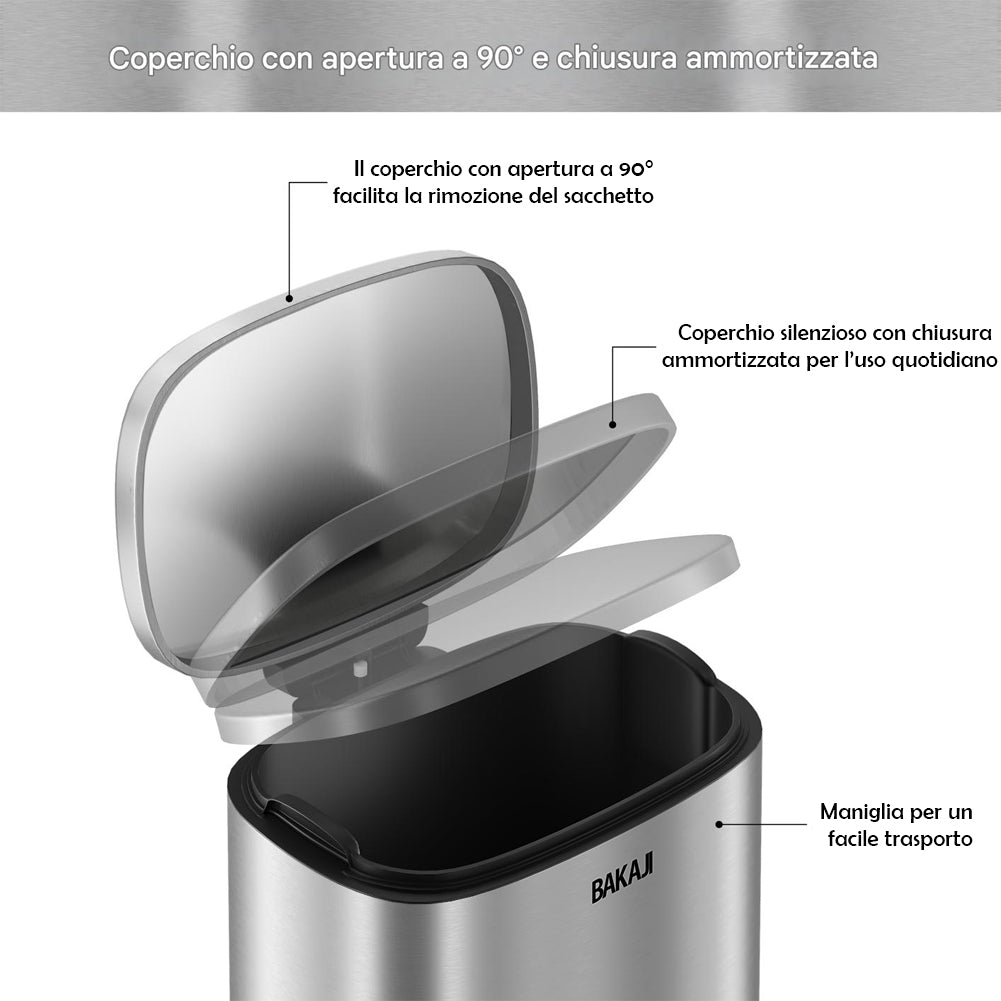 Basics Pattumiera rettangolare con chiusura silenziosa, 40 L/ 10.5 Galloni, per spazi Basics Pattumiera rettangolare con chiusura silenziosa, 40 L/ 10.5 Galloni, per spazi
