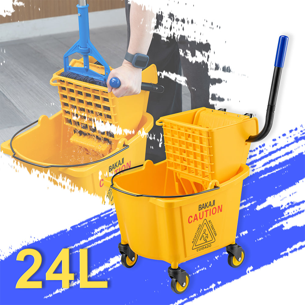 Secchio Per Mocio Mind Reader Con Strizzatore - 22 Litri, Ruote, Giallo, Design Salva-Schiena - Foto 8