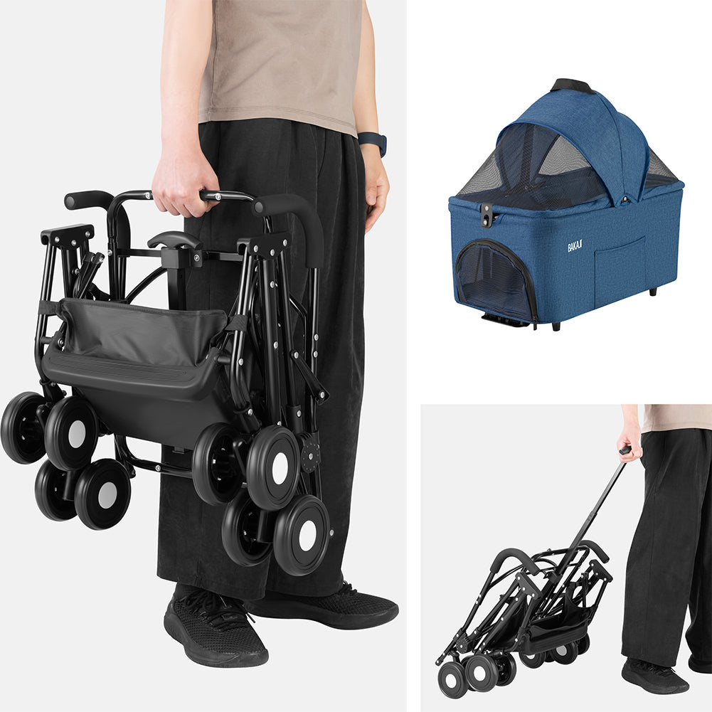 PawHut Passeggino Per Cani Piccoli Pieghevole Nero | Aosom Italy - Foto 7