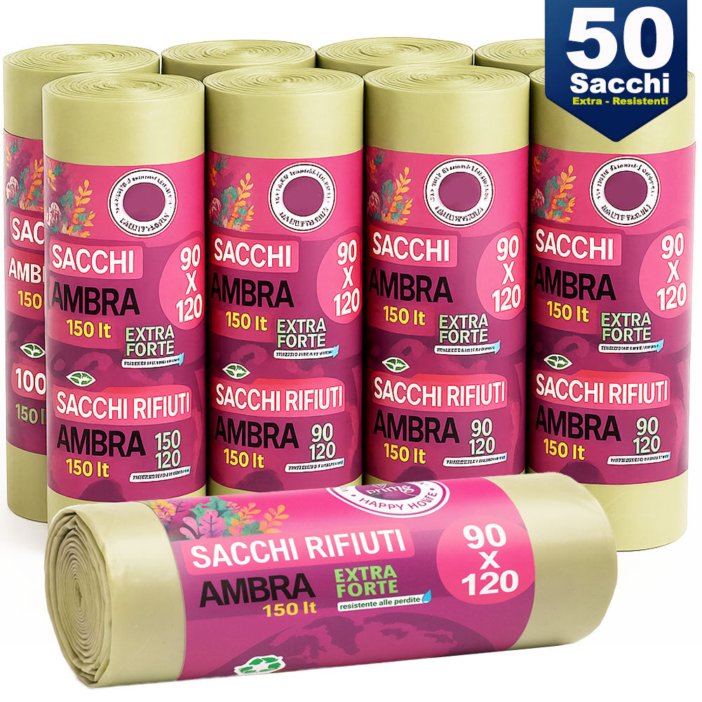 50 X Sacchi Per Spazzatura Grandi Ambra Trasparenti E Resistenti 90 X 50-x-sacchi-per-spazzatura-grandi-ambra-trasparenti-e-resistenti-90-x
