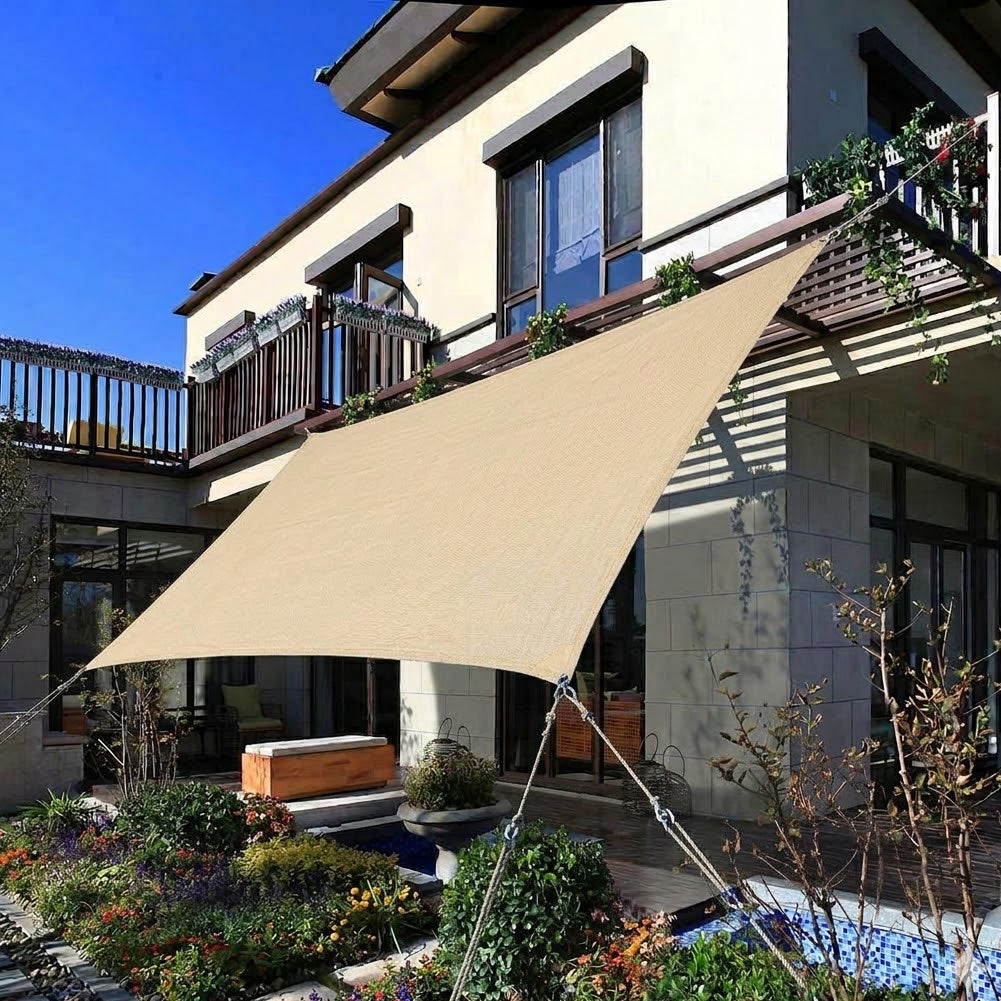 Outsunny Tenda a Vela Parasole Rettangolare Tenda da Sole Protezione Raggi UV in PE 4 x 6m, Crema Outsunny Tenda a Vela Parasole Rettangolare Tenda da Sole Protezione Raggi UV in PE 4 x 6m, Crema