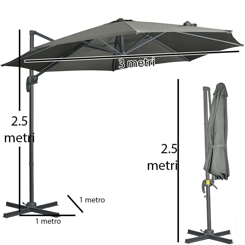 Ombrellone Da Giardino Decentrato 3m O 3.5m - Inclinabile, UV 30+, Base A Croce - Foto 14