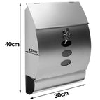 Cassetta Postale Bakaji In Acciaio Inox - Con Chiusura A Chiave, Portagiornale E Finestra Di Controllo