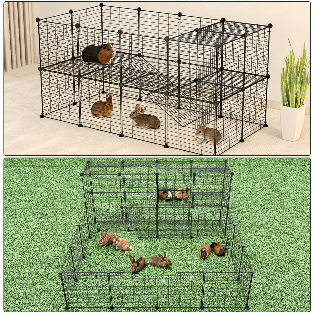 Recinto Per Animali BAKAJI Modulabile - Con Porta, Pannelli 77x100cm, Per Interni/Esterni, Cani, Gatti, Conigli - Foto 9