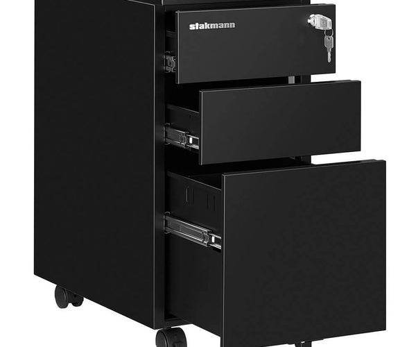 Cassettiera Mobile Con 3 Cassetti SogesHome - Per Ufficio, Con Rotelle E Serratura, Bianco, 48x42x65 Cm - Foto 9