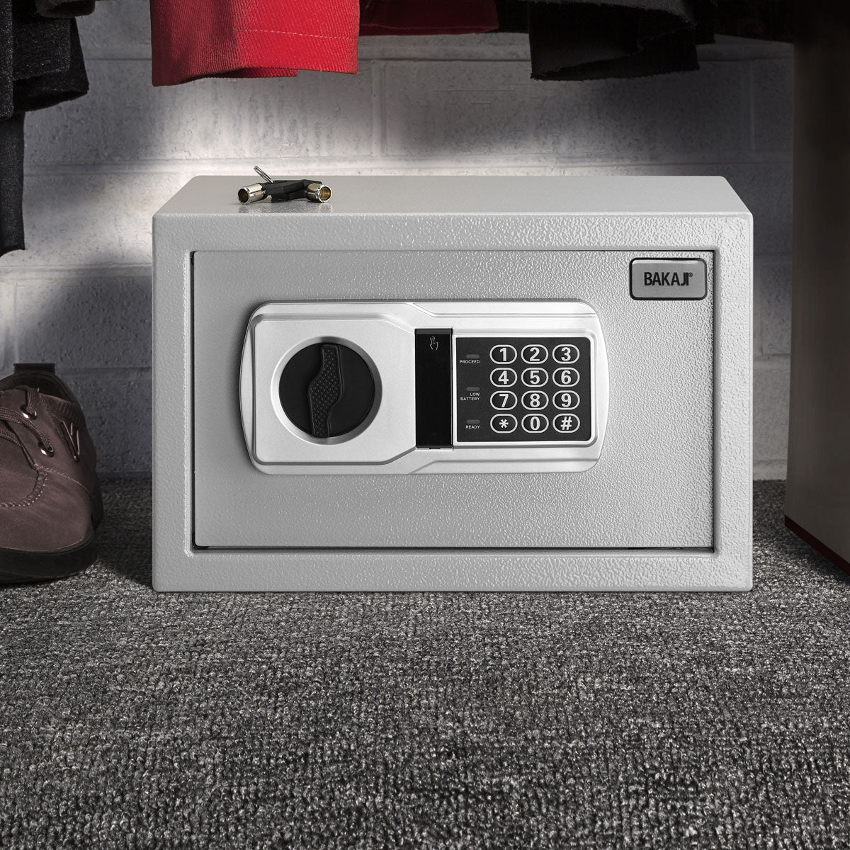 Cassaforte A Muro Digitale Bakaji 31x20x20cm - Sicurezza Elettronica Con Codice E Chiave, Per Casa, Hotel, Ufficio - Nero - Foto 10