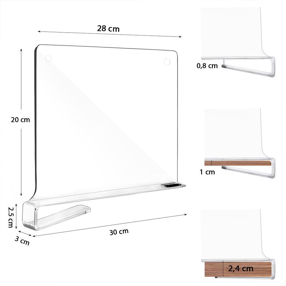 Divisori Mensole Acrilico Trasparente - 12 Pezzi Organizer Per Armadi - Foto 6