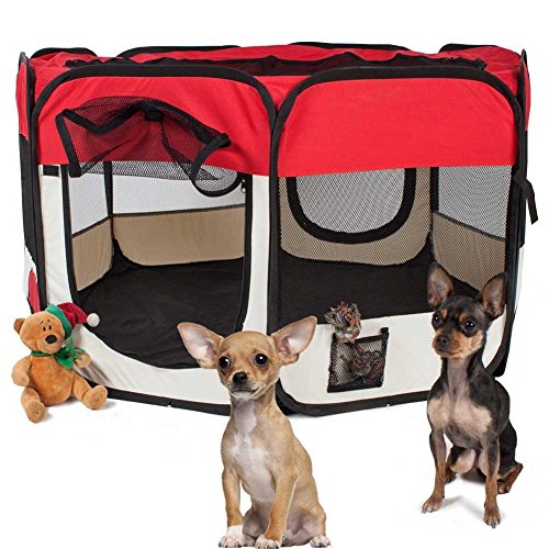Box Recinto Pieghevole Per Cani E Cuccioli - Tenda POP-UP 125x125x64 Cm, Blu, Per Interni Ed Esterni, Con Borsa - Foto 5