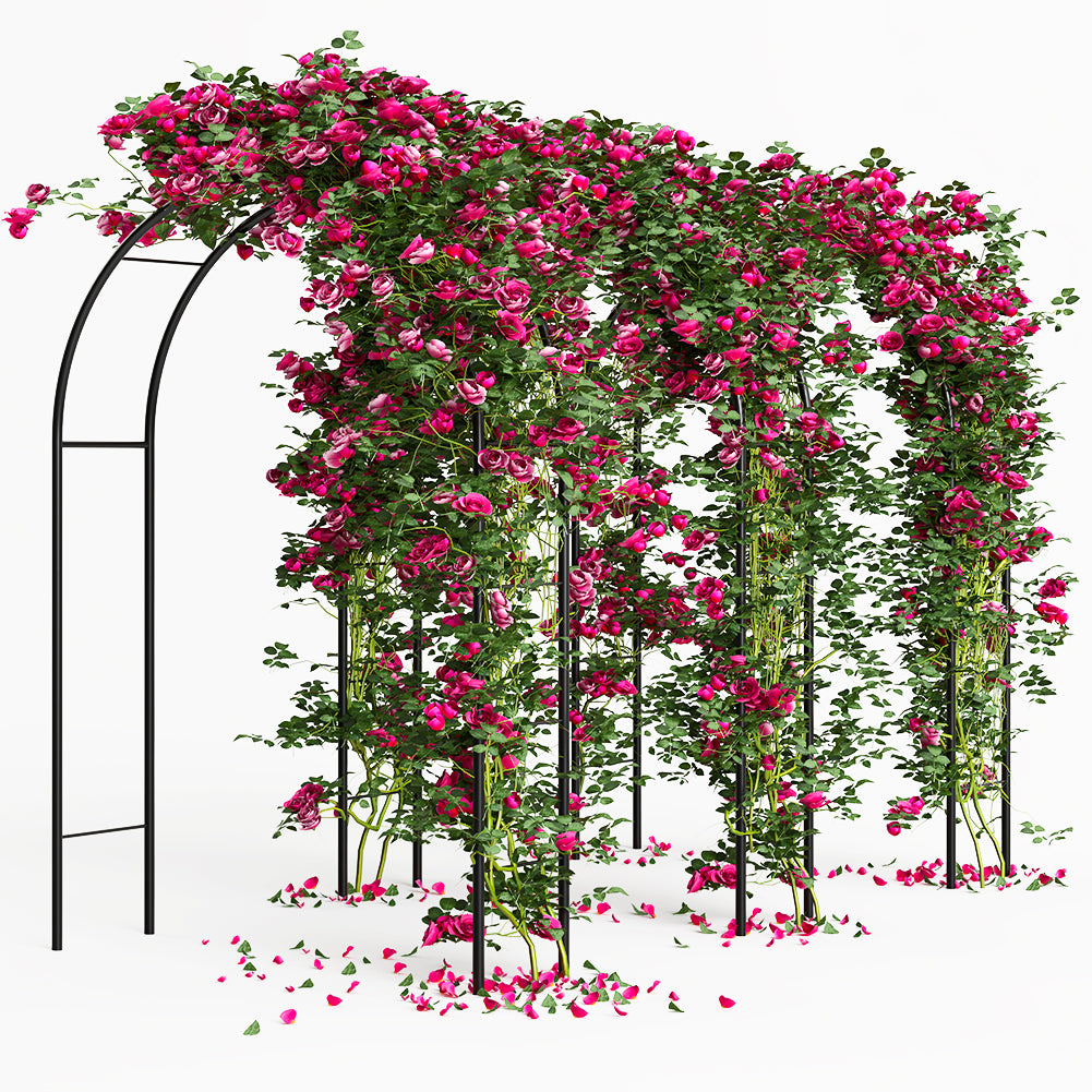BAKAJI Arco Da Giardino Con Cancello - Struttura Metallica Per Piante Rampicanti 228cm Nero - Foto 4