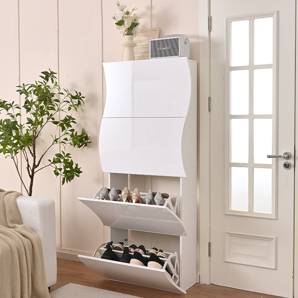 Scarpiera Moderna In Legno Con Ante E Ripiani, Struttura In Metallo Nero Mobile Salvaspazio Per Ingresso E Piccoli Ambienti 97639509 Scarpiera Moderna In Legno Con Ante E Ripiani, Struttura In Metallo Nero Mobile Salvaspazio Per Ingresso E Piccoli Ambienti 97639509