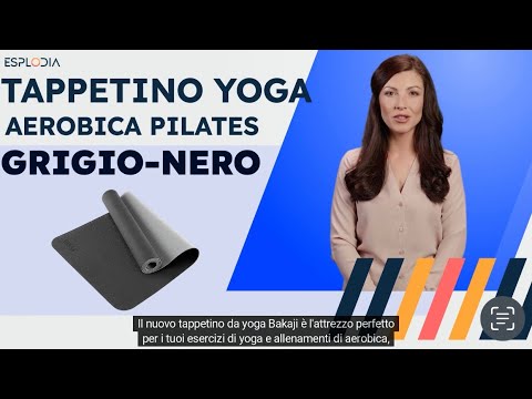 Tappetino Yoga Aerobica Pilates Tappeto Allenamento Fitness Palestra Grigio Nero