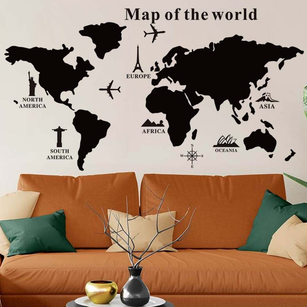 Mappa del mondo Adesivo da Parete Mappamondo Globo Lavagna 102cm PVC +