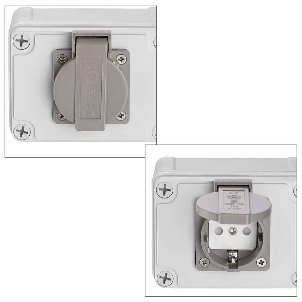 Eosnow Presa Esterna IP66 Scatola Di Presa Di Corrente Montata Su Superficie Impermeabile A Parete Standard Francese 250 V 16 A 82615507 Eosnow Presa Esterna IP66 Scatola Di Presa Di Corrente Montata Su Superficie Impermeabile A Parete Standard Francese 250 V 16 A 82615507
