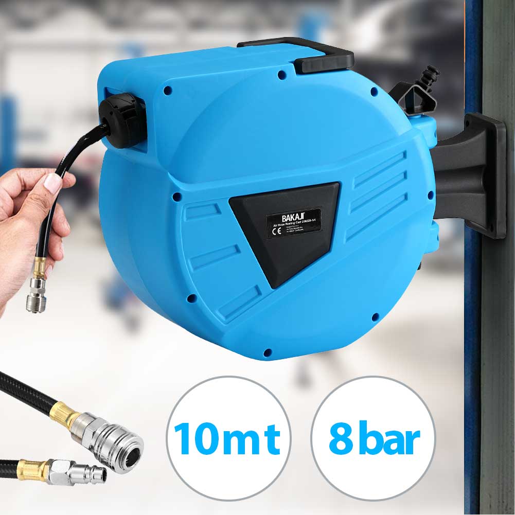 Avvolgitubo per aria compressa con tubo da 10 mt, attacco da 1/4, fiss Avvolgitubo per aria compressa con tubo da 10 mt, attacco da 1/4, fiss