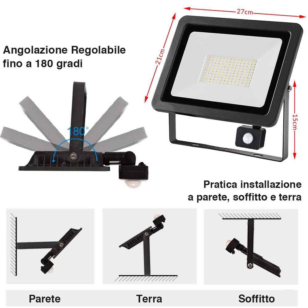 30 Proiettori ProLine LED da 10W Bianco-Caldo 3000K Alta luminosità 30 Proiettori ProLine LED da 10W Bianco-Caldo 3000K Alta luminosità