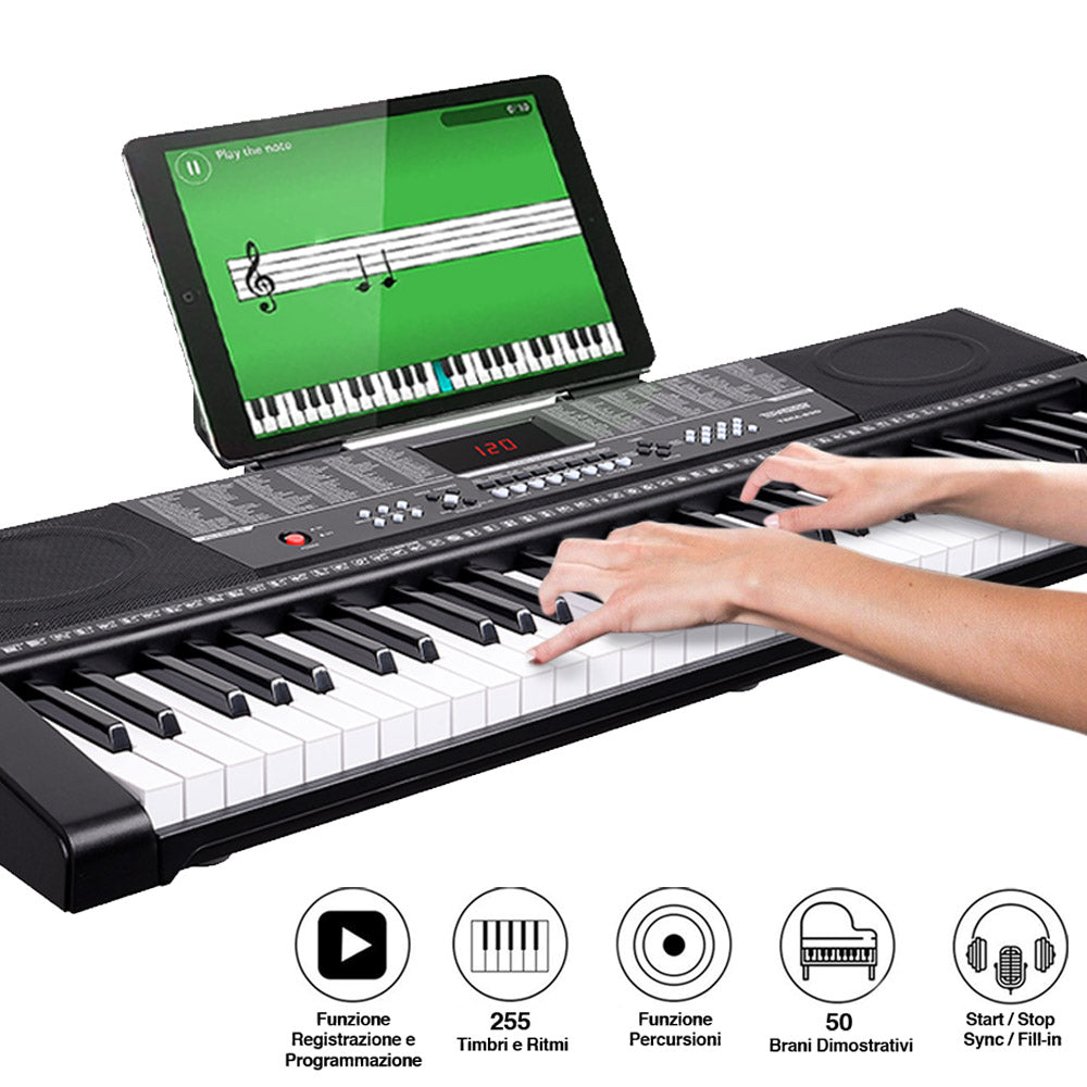 Tastiera Pianoforte per Bambini - 61 Tasti Portatile Giocattolo Pianola Tastiera Musicale Elettrica Piano con Microfono, Regalo 3 4 5 6 7 8 9 Anni, Nero Tastiera Pianoforte per Bambini - 61 Tasti Portatile Giocattolo Pianola Tastiera Musicale Elettrica Piano con Microfono, Regalo 3 4 5 6 7 8 9 Anni, Nero