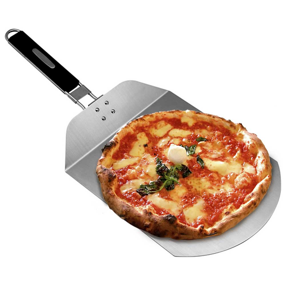 Pala Pizza Paletta Tagliere Pizze Acciaio Inox con Manico Pieghevole 2