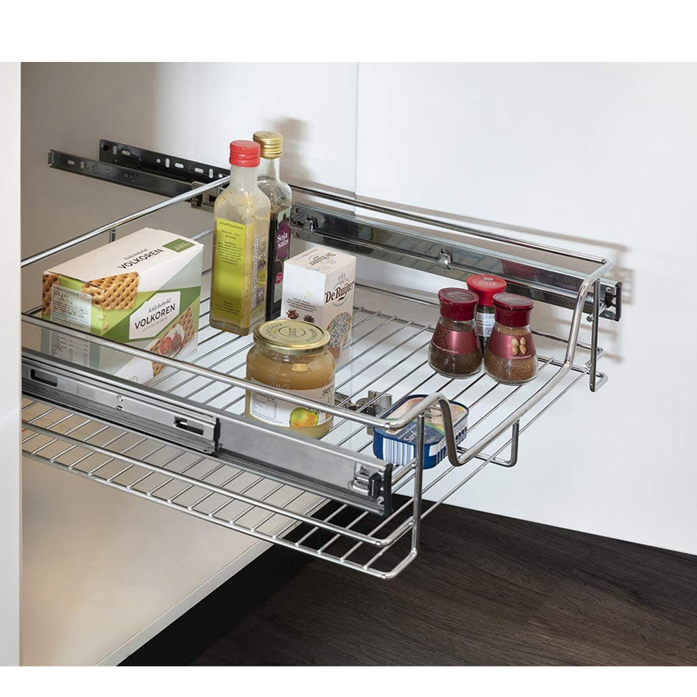 Cassetto Estraibile Telescopico Per Mobili - Organizzatore Con Ripiano, 50 Cm Larghezza, Carico 15 Kg - Foto 1