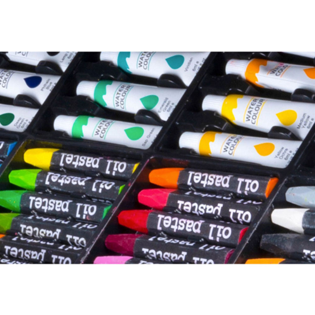 Set da pittura da 220 pezzi in valigetta di legno con pennarelli, pastelli a cera, pastelli a olio, matite colorate e acquerelli Set da pittura da 220 pezzi in valigetta di legno con pennarelli, pastelli a cera, pastelli a olio, matite colorate e acquerelli