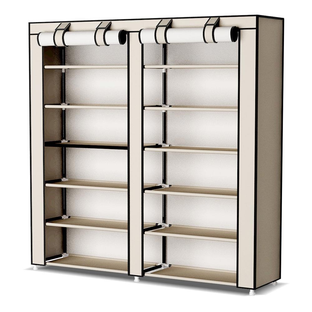 Appendiabiti Verticale Avilia - Con 3 Ripiani E Portagrucce, Salvaspazio, Acciaio E TNT - Foto 6