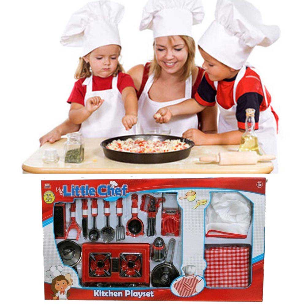 Set Da Cucina Per Bambini Con Fornello Cappello Chef Stoviglie E 17 Ac