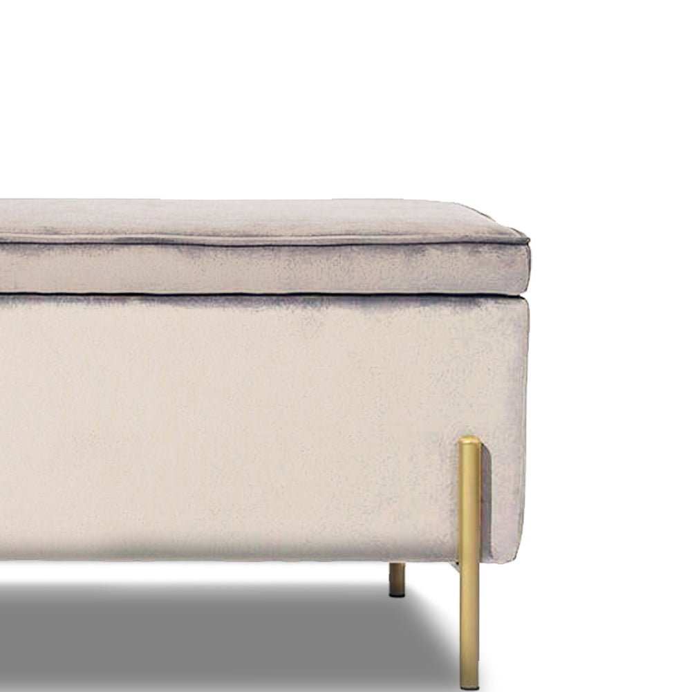 BAKAJI Cassapanca Pouf Contenitore - Ecopelle, Trapuntata Con Cristalli, Gambe Oro, 96x46x43 Cm - Foto 9