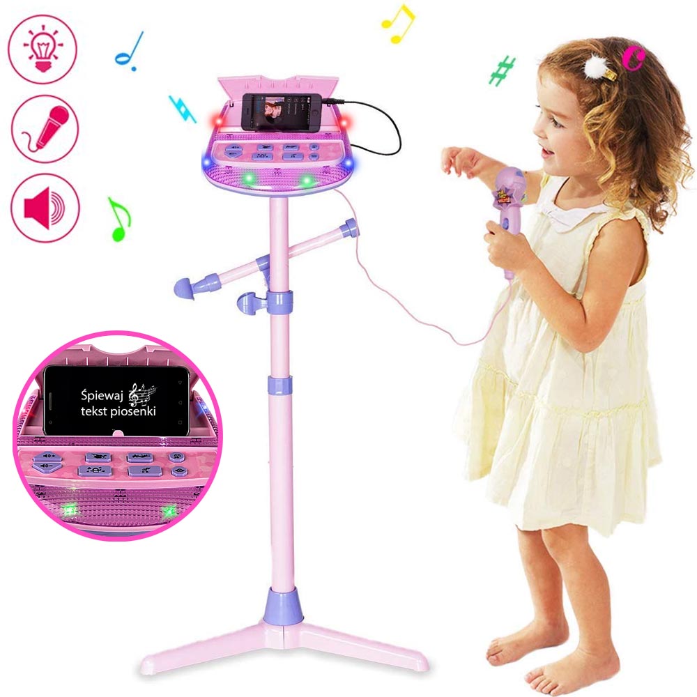Microfono Karaoke Giocattolo Bambini con Attacco MP3 Smartphone Asta R