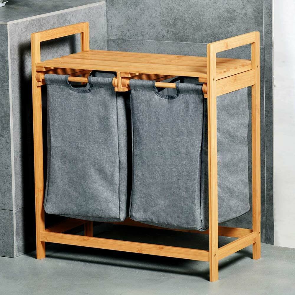 Cesto Biancheria Sporca Blumtal 2 Scomparti Grigio - Con Ripiano Superiore, Struttura Metallica, Organizzazione Prattica - Foto 12