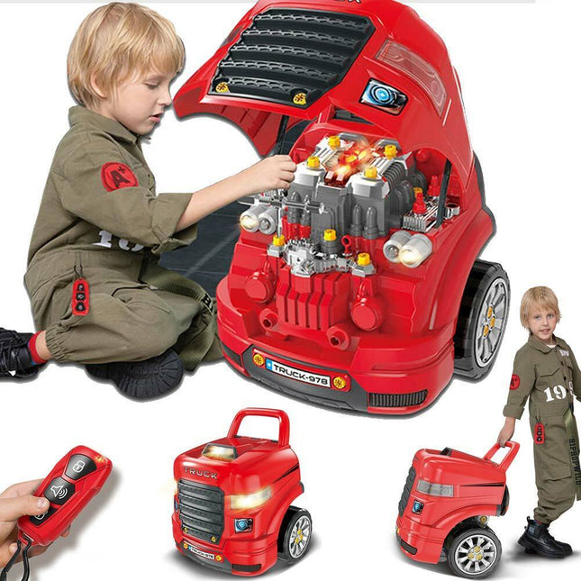 BAKAJI Officina Meccanica Auto Da Costruire Giocattolo Per Bambini - Con Luci, Suoni, Chiave Elettronica E Maniglione, Rosso