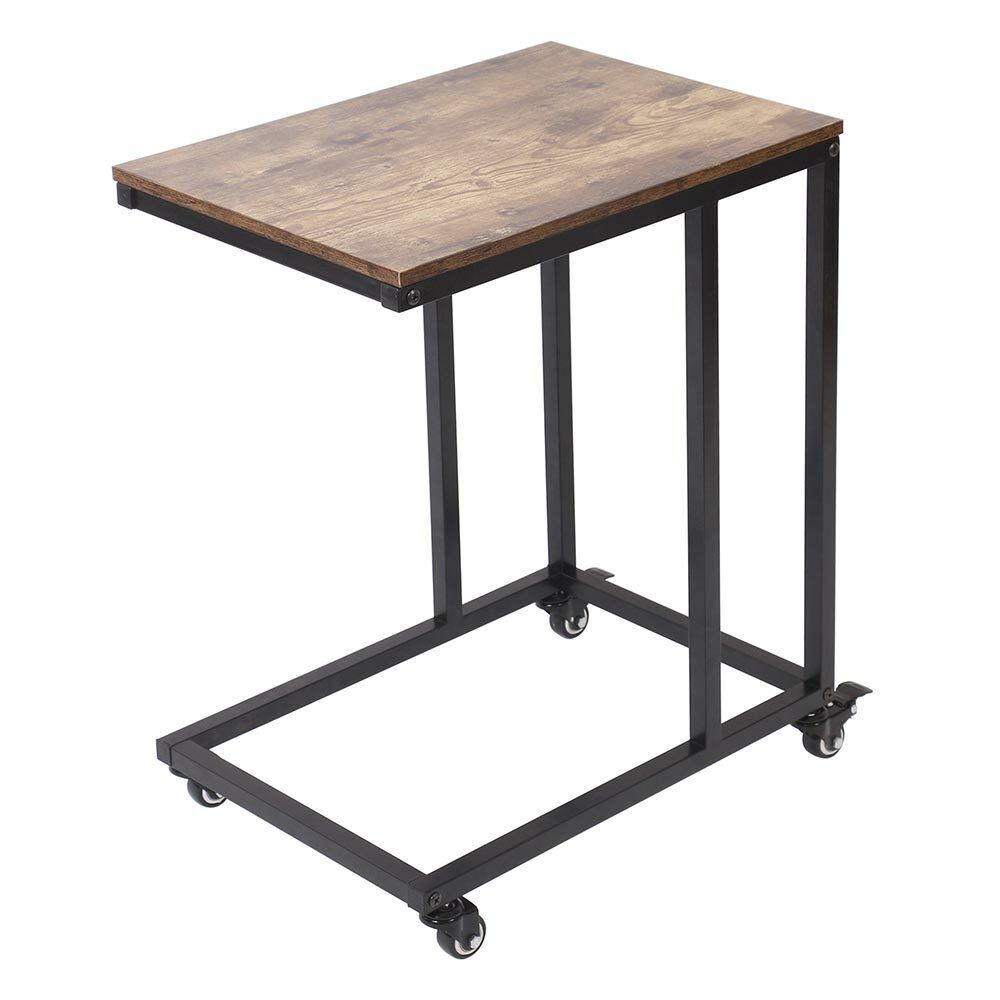 Tavolino da Caffe Porta Pc Laterale Divano Letto Metallo legno con Ruo
