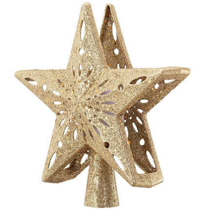 Puntale per albero di Natale con proiettore a LED sulla cima dell'albero, puntale per albero illuminato con luci calde rotanti a forma di stella, puntale per albero di Natale con stella dorata Puntale per albero di Natale con proiettore a LED sulla cima dell'albero, puntale per albero illuminato con luci calde rotanti a forma di stella, puntale per albero di Natale con stella dorata