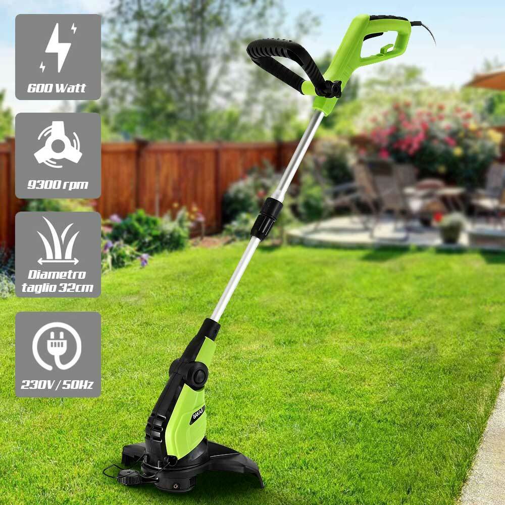 Decespugliatore Elettrico A Batteria 21V - Doppia Batteria, Testa Regolabile 90°, 3 Lame Incluse, Leggero (3 Kg), Per Giardino E Terreni