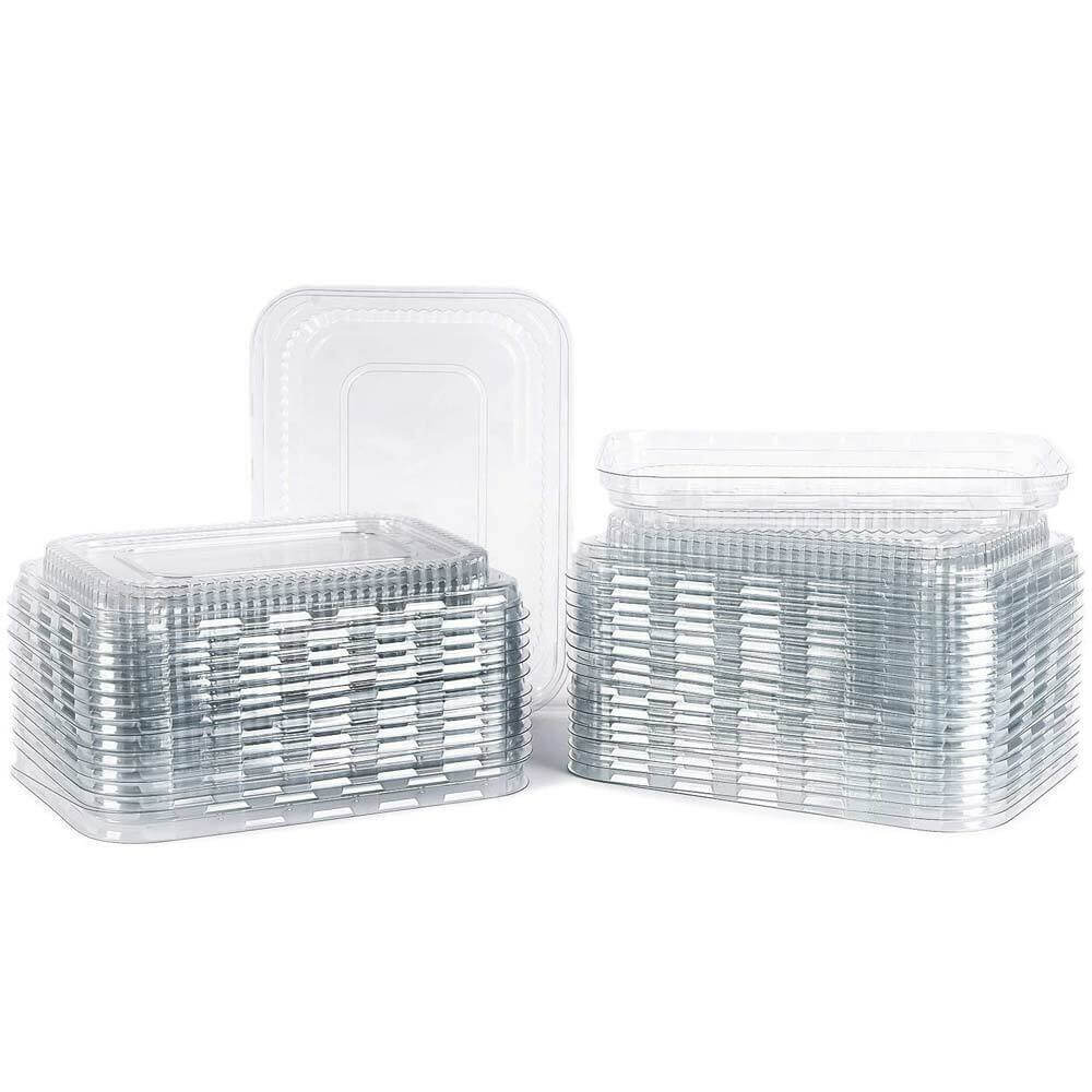 50pz Coperchi in Plastica per Vaschette Alluminio Alimenti Monouso 2 P