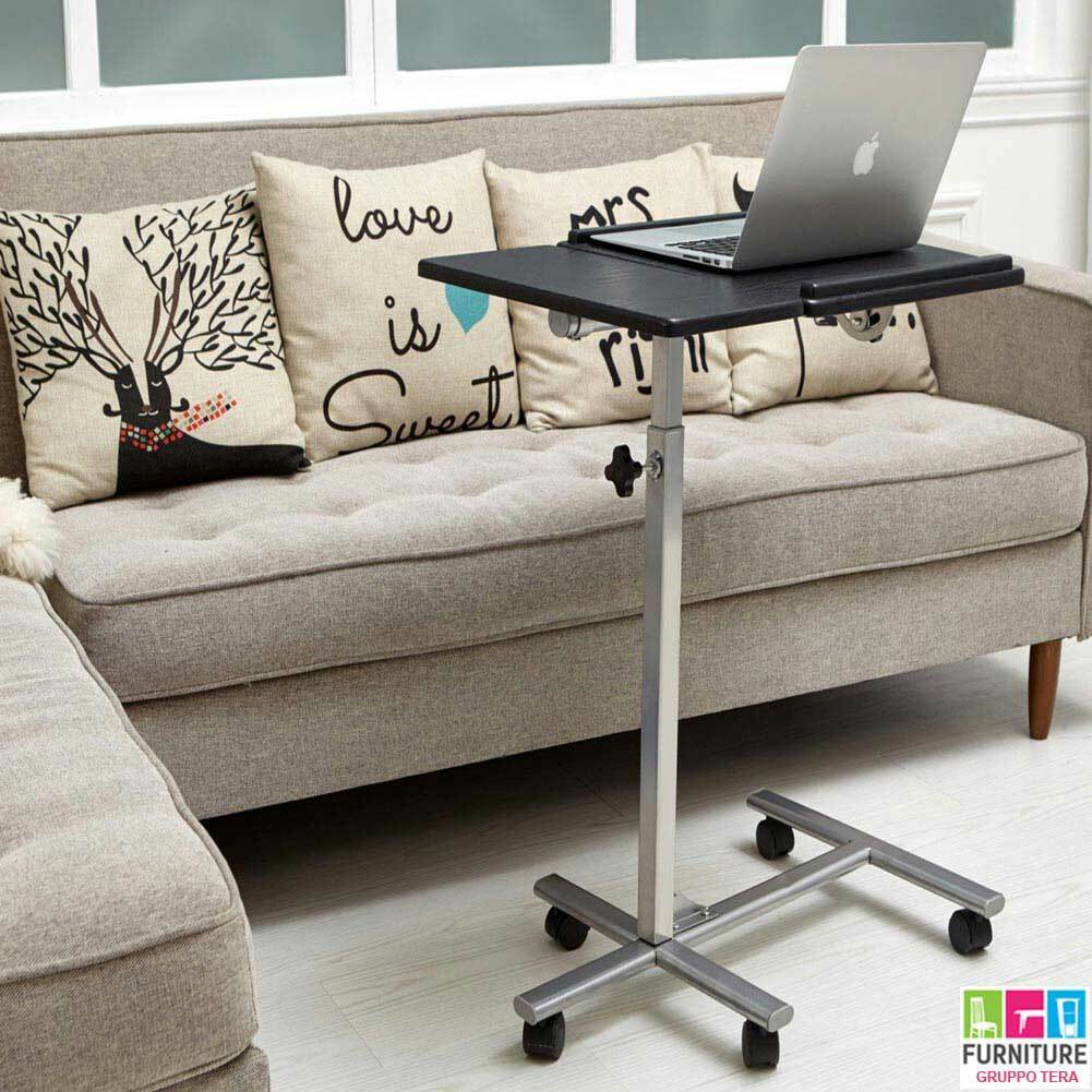 Tavolino Porta PC Notebook Laptop Con Ruote Scrivania Altezza Regolabi
