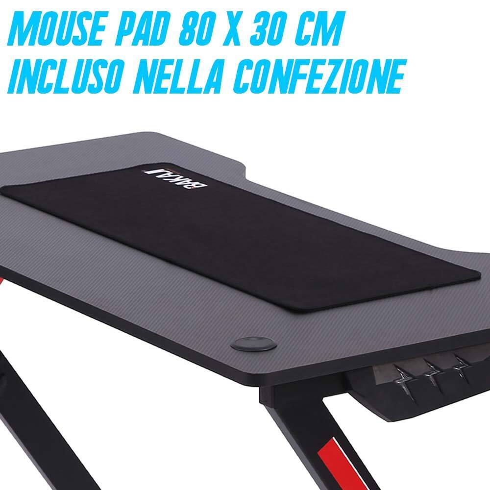 Yaheetech Scrivania Gaming Ergonomica: Tavolo Per Computer Con Porta Bicchiere, Gancio Cuffie E Tappetino, 111x70,5 Cm