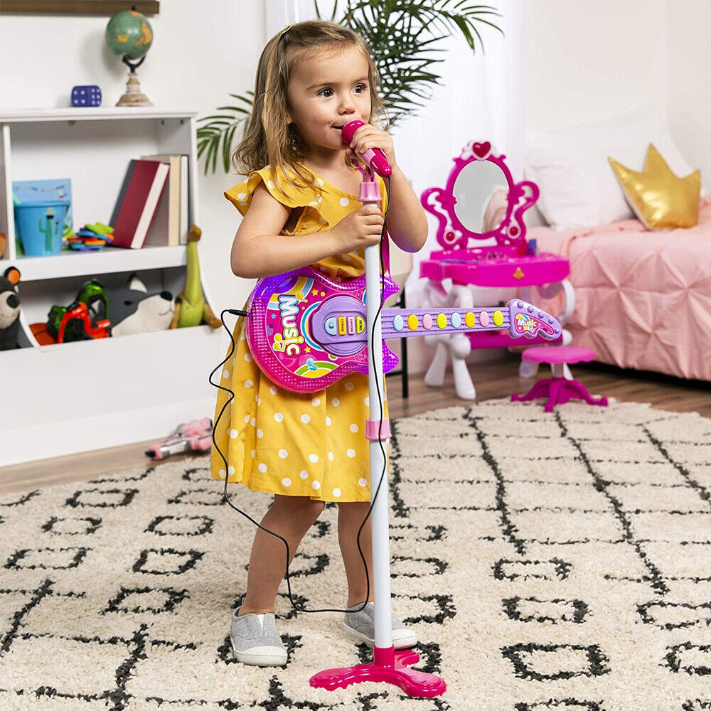 Chitarra Elettrica Microfono Karaoke Giocattolo Bambini Luci Attacco