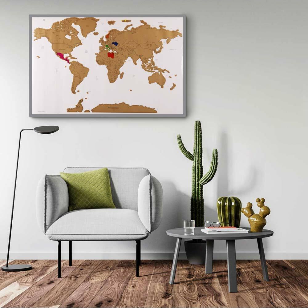 Poster Mappamondo da Grattare Cartina Geografica Mappa del Mondo 80x60 –  Esplodia