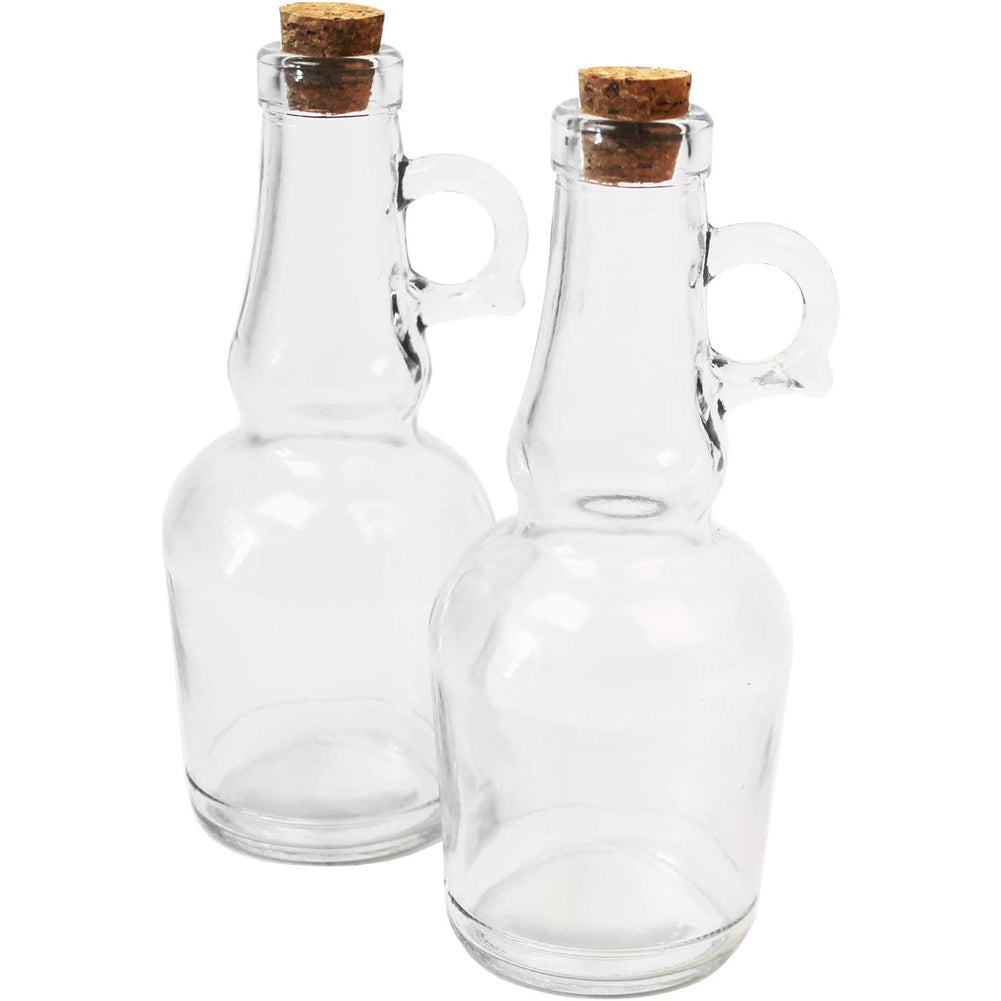 Set 2 Bottiglie di Vetro con Tappo di Sughero Capacità 250ml Design Tr