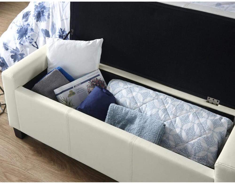 BAKAJI Cassapanca Pouf Contenitore - Ecopelle, Trapuntata Con Cristalli, Gambe Oro, 96x46x43 Cm - Foto 11