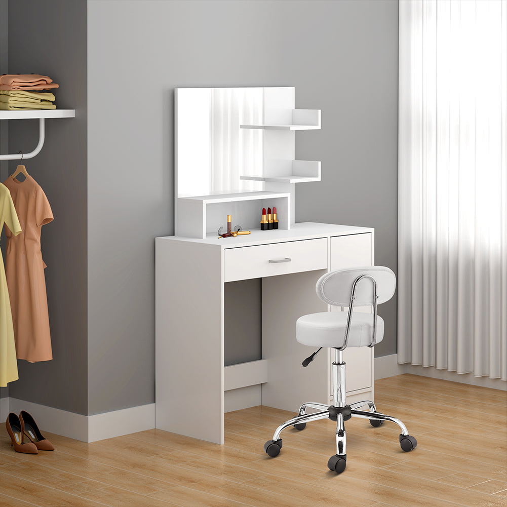 Sgabello con ruote e schinale Estetista Sedia lavoro girevole Ecopelle