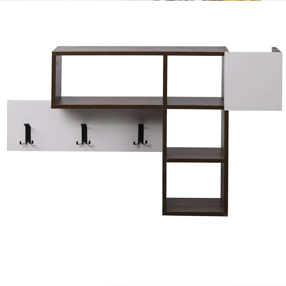 BAKAJI Appendiabiti Attaccapanni da Parete Muro con 9 Ganci Appendi Abiti e Scaffale Libreria 3 Ripiani Portaoggetti In Legno MDF Bicolore Design Moderno Dimensione 99,5 x 61 x 15 cm (Brown BAKAJI Appendiabiti Attaccapanni da Parete Muro con 9 Ganci Appendi Abiti e Scaffale Libreria 3 Ripiani Portaoggetti In Legno MDF Bicolore Design Moderno Dimensione 99,5 x 61 x 15 cm (Brown