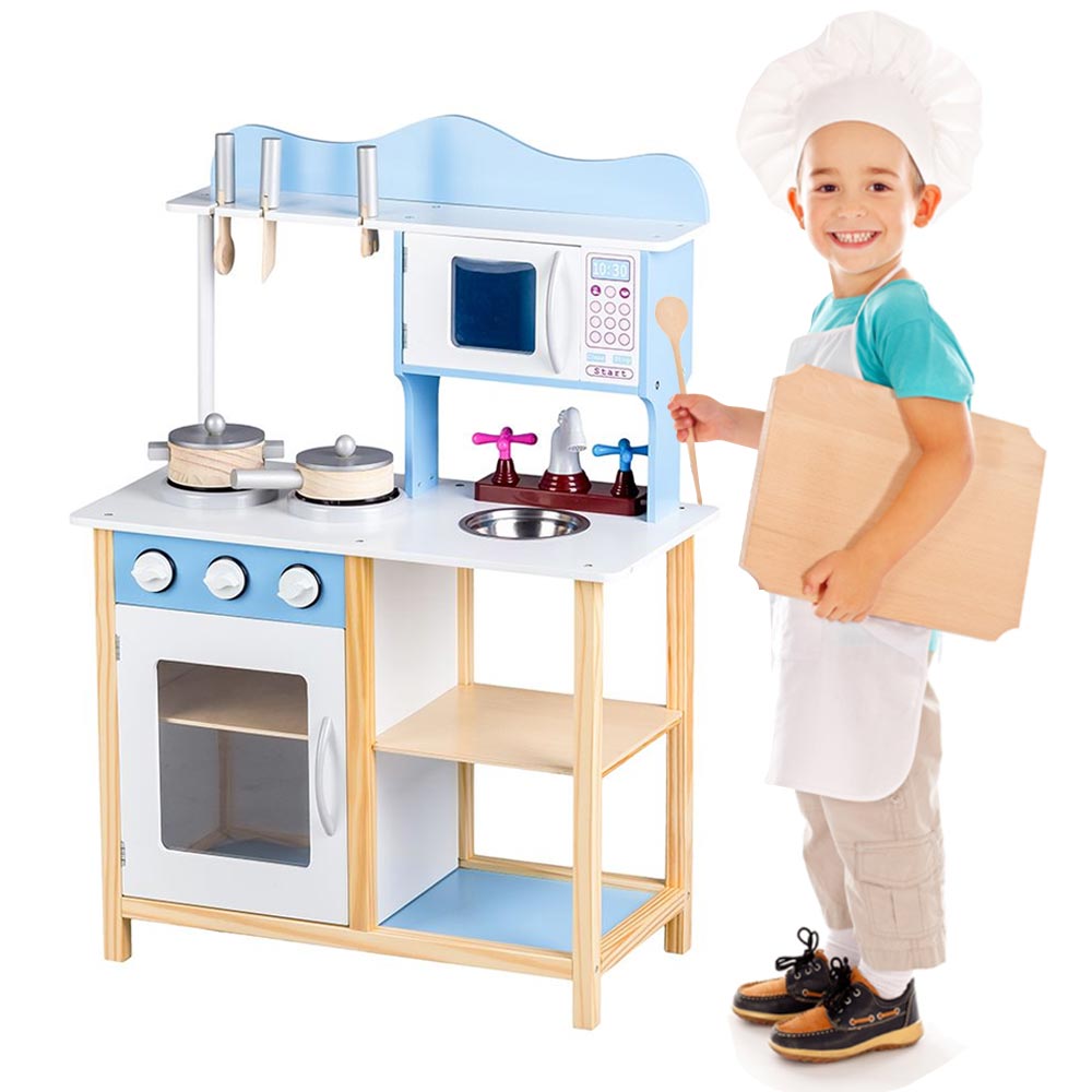Chef Show Cucina giocattolo per bambini in legno con pentole e accessori