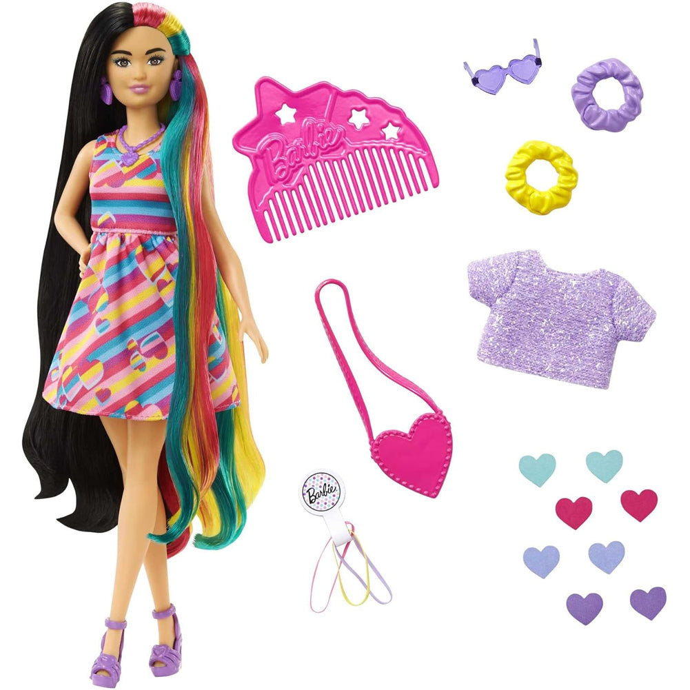 Barbie Super Chioma Bambola Petite con Abito a Cuori e 15 Accessori Id –  Esplodia