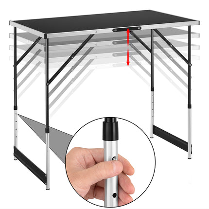 Basics Tavolo pieghevole rettangolare, 1,2 m, 4 regolazioni di altezza, portatile, con maniglia, per interni ed esterni, leggero, da viaggio, picnic, campeggio, nero, 121,4 x 60,7 x 86,1 cm Basics Tavolo pieghevole rettangolare, 1,2 m, 4 regolazioni di altezza, portatile, con maniglia, per interni ed esterni, leggero, da viaggio, picnic, campeggio, nero, 121,4 x 60,7 x 86,1 cm