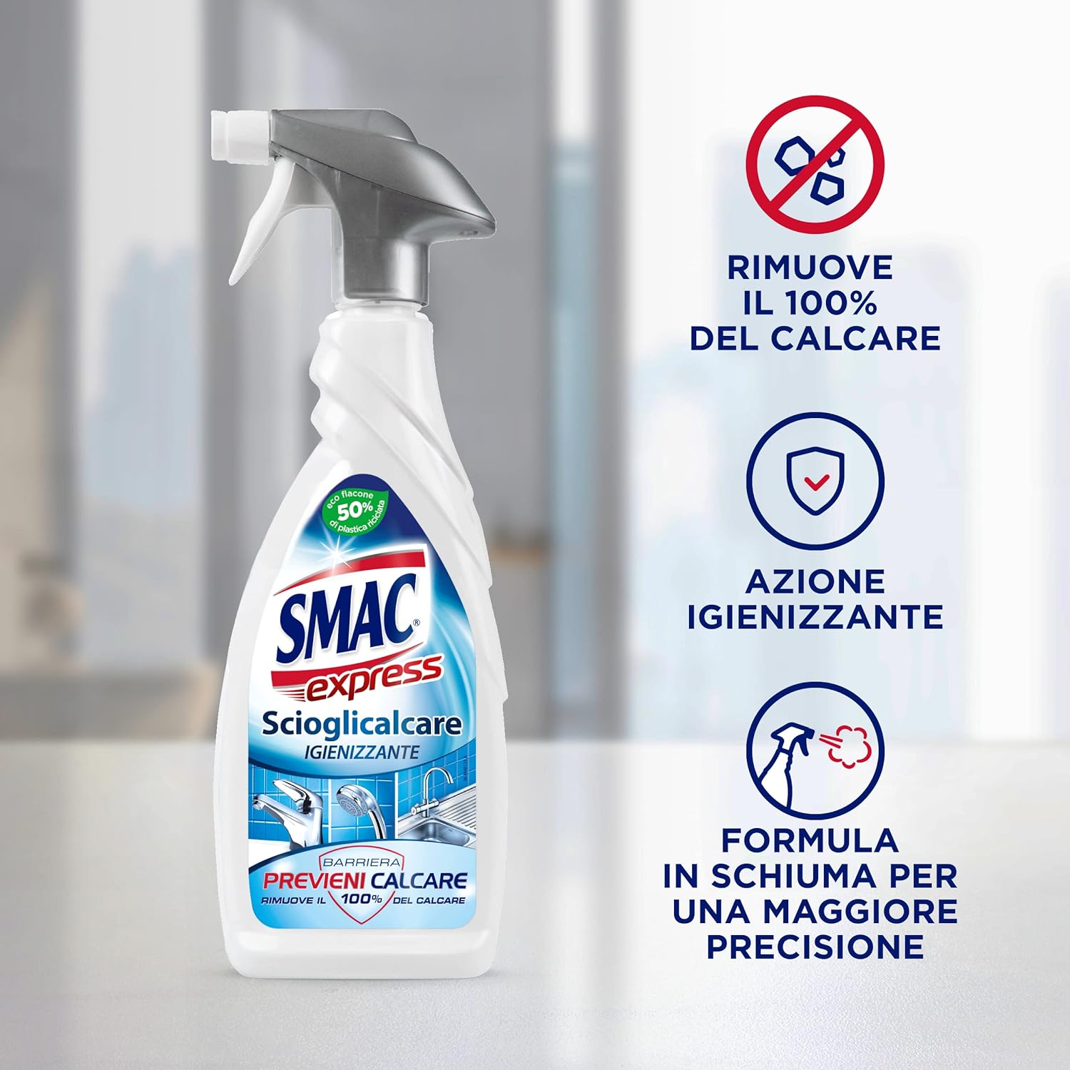 3 x 650 ml Smac Express Scioglicalcare Igienizzante Spray Detergente A