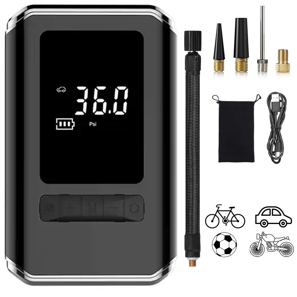Compressore Portatile con Display Digitale Gonfiatore per Bici Auto Pn