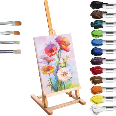 Basics Set di pennelli per dipingere, 24 diverse misure, per  artisti, adulti e bambini, Legno, confezione da 1